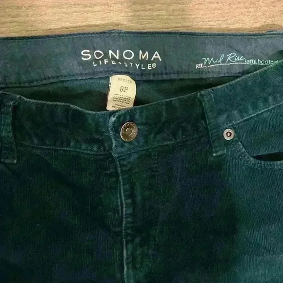 Sonoma Teal Corduroy Mid-rise Bootcut Pants Size 8P - Picture 2 of 8